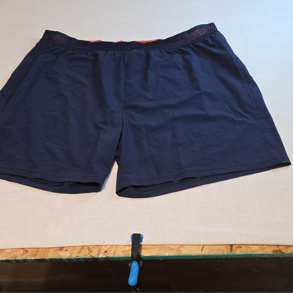 Rhone Men's Blue/Orange Athletic Shorts Big & Tall XXL Drawstring